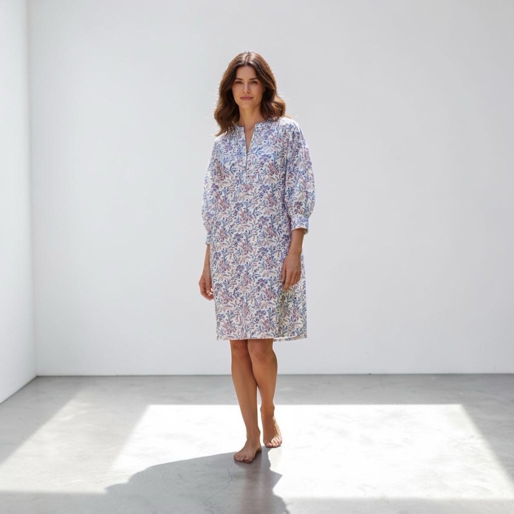 J. Mclaughlin Nylee Linen‎ Mini Dress 3/4 sleeve Bloomsbury Floral Women's XS